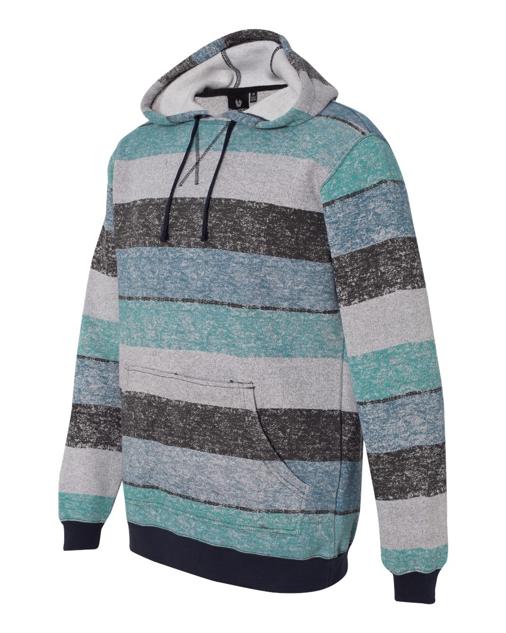 Light Blue/ Black Printed Stripes Fleece Sweatshirt - 8603