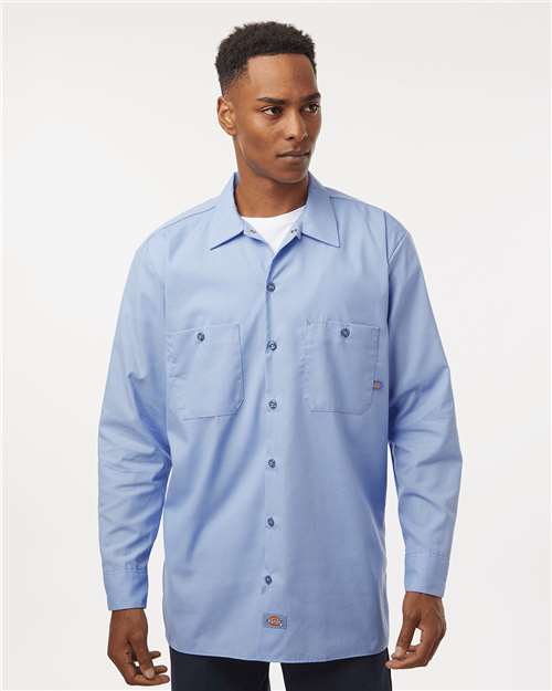 Light Blue Industrial Long Sleeve Work Shirt - Tall Sizes - L535T