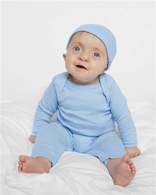 Light Blue Infant Long Legged Baby Rib Bodysuit - 4412