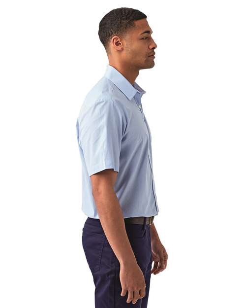 Light Blue/ White Men's Microcheck Gingham Cotton Shirt - RP221