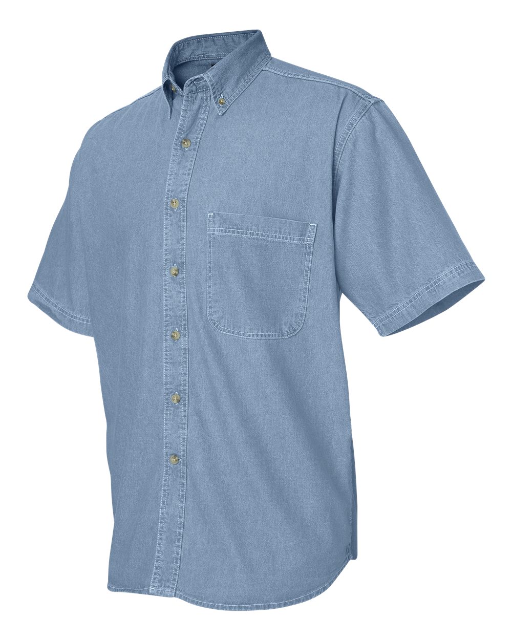 Light Denim Denim Short Sleeve Shirt - 0211
