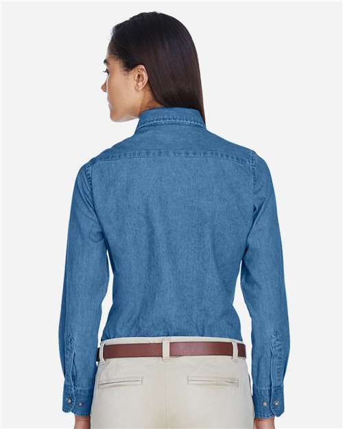 Light Denim Women's Long Sleeve Denim Shirt - M550W