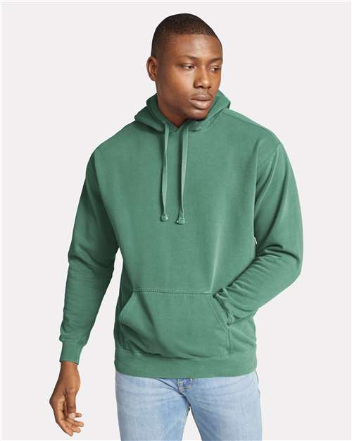 Light Green Garment-Dyed Hooded Sweatshirt - 1567