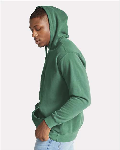 Light Green Garment-Dyed Hooded Sweatshirt - 1567