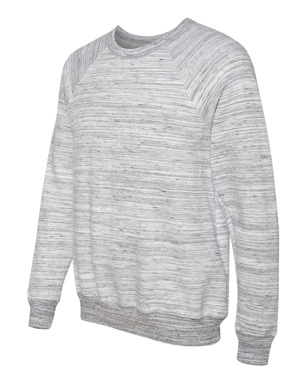 Light Grey Marble Sponge Fleece Raglan Crewneck Sweatshirt - 3901