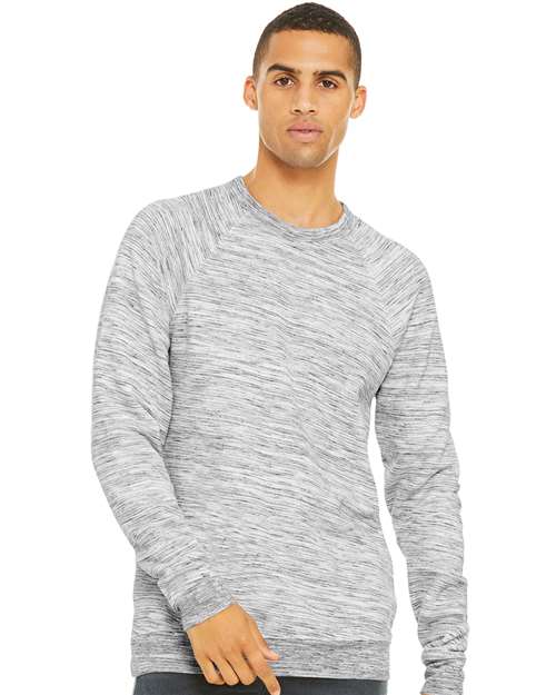 Light Grey Marble Sponge Fleece Raglan Crewneck Sweatshirt - 3901