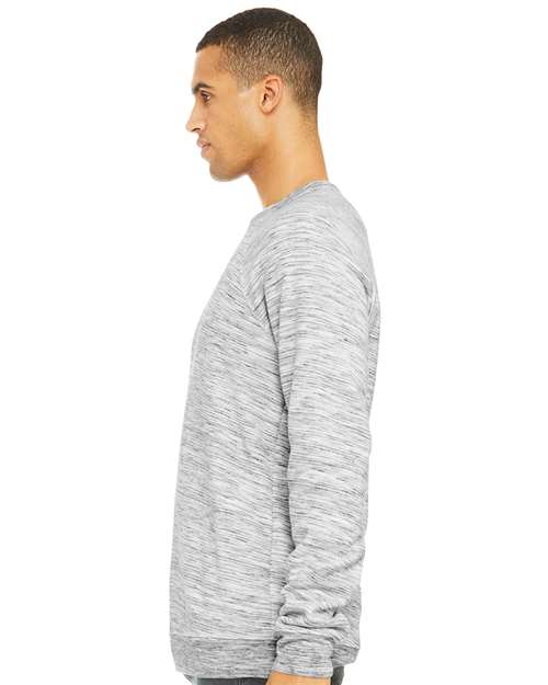Light Grey Marble Sponge Fleece Raglan Crewneck Sweatshirt - 3901