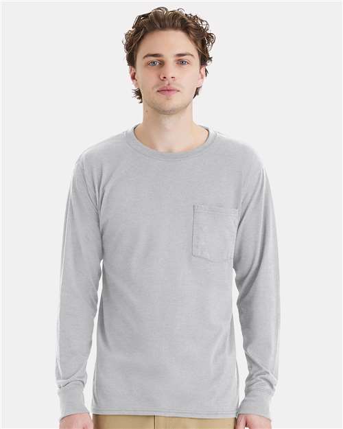Light Steel Workwear Long Sleeve Pocket T-Shirt - W120