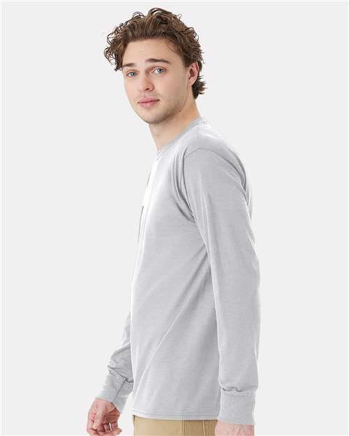 Light Steel Workwear Long Sleeve Pocket T-Shirt - W120