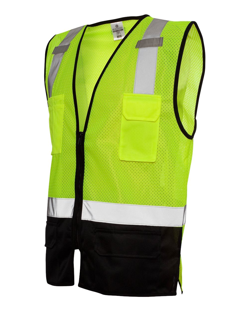 Lime Black Bottom Mesh Class 2 Vest - 1509