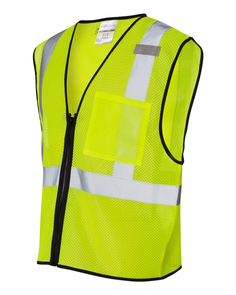 Lime Single Pocket Zipper Mesh Class 2 Vest - 1519-1520
