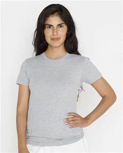 Los Angeles Apparel 21002 Usa-made Women’s Fine Jersey T-shirt - Heather Grey - s