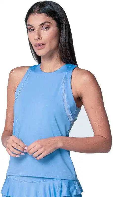 Lucky in Love High Neck Action Tank W/ Bra Women’s - Periwinkle
