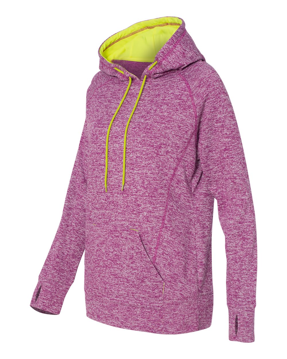 Magenta/ Neon Yellow Women’s Cosmic Fleece Hooded Sweatshirt - 8616