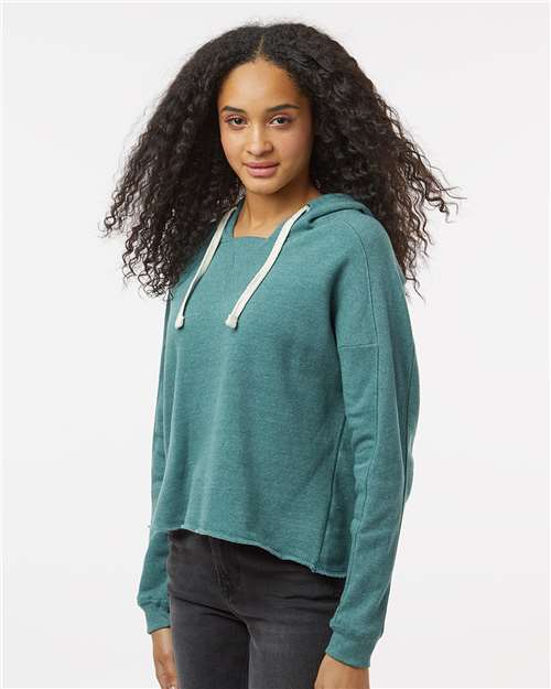 Mallard Green Women's Angel Fleece Crop Hooded Sweatshirt - W23101