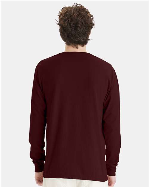 Maroon Garment-Dyed Long Sleeve T-Shirt - GDH200