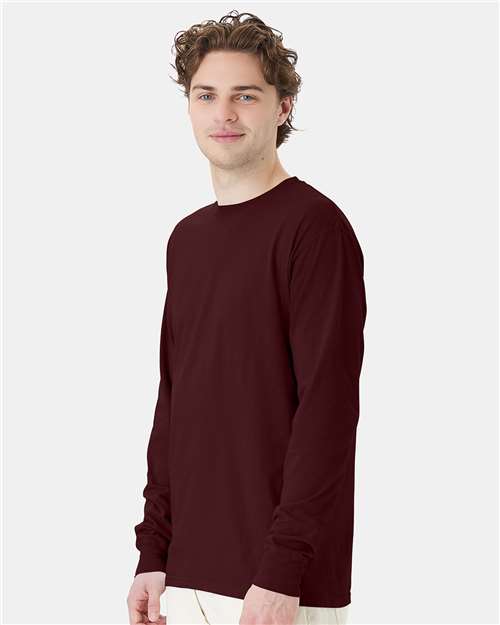 Maroon Garment-Dyed Long Sleeve T-Shirt - GDH200