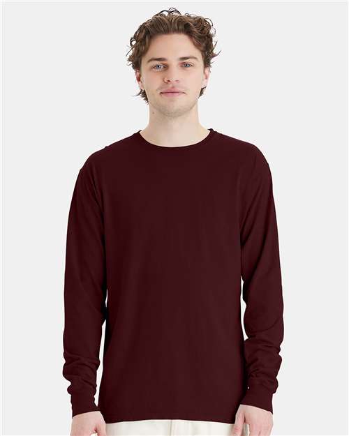 Maroon Garment-Dyed Long Sleeve T-Shirt - GDH200