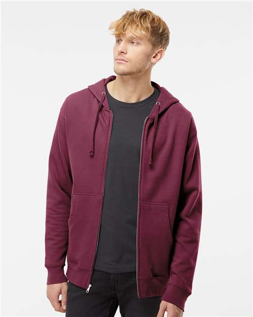 Maroon Midweight Full-Zip Hooded Sweatshirt - SS4500Z