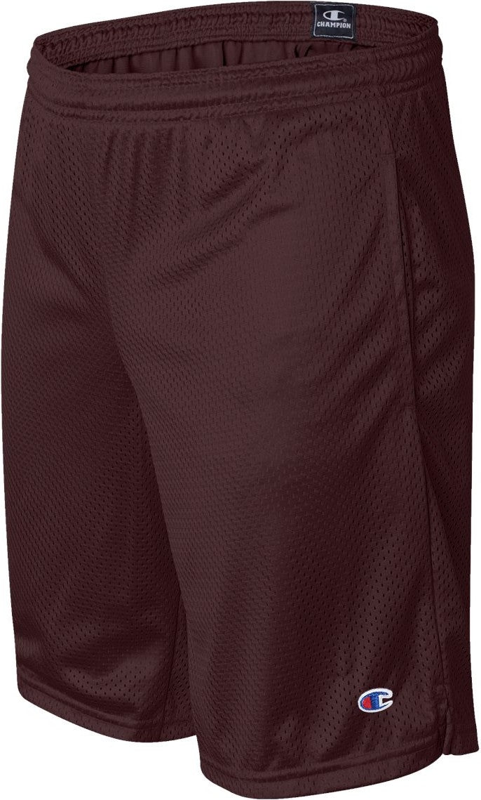 Maroon Polyester Mesh 9" Shorts with Pockets - S162