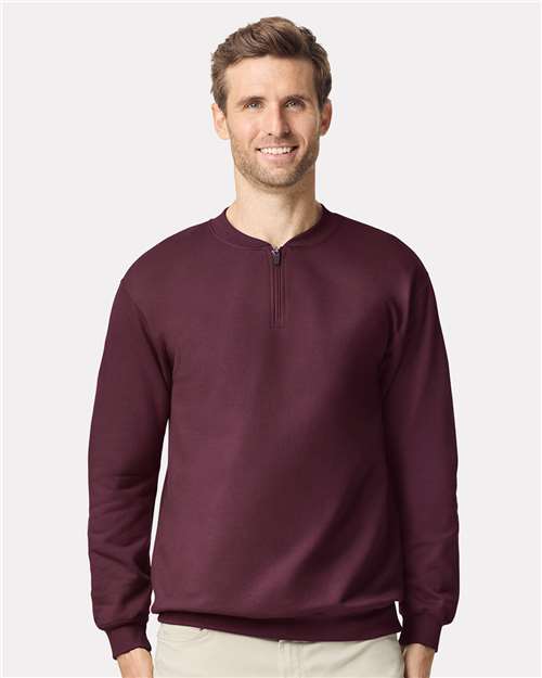 Maroon Softstyle® Midweight 1/4 Zip Sweatshirt - SF008