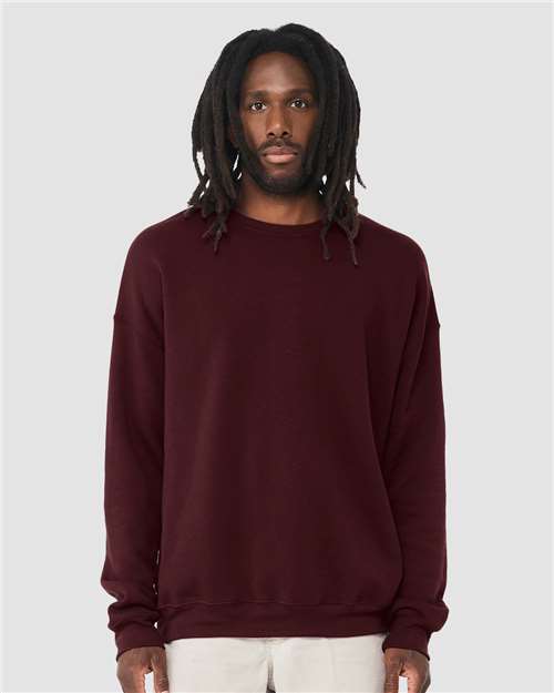 Maroon Sponge Fleece Drop Shoulder Crewneck Sweatshirt - 3945