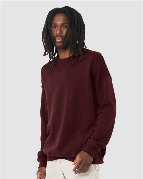 Maroon Sponge Fleece Drop Shoulder Crewneck Sweatshirt - 3945