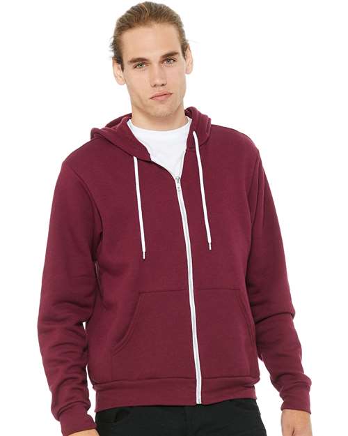 Maroon Sponge Fleece Full-Zip Hoodie - 3739