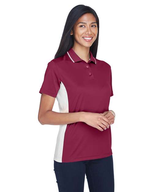 Maroon/ White Women's Cool & Dry Sport Two-Tone Polo - 8406L