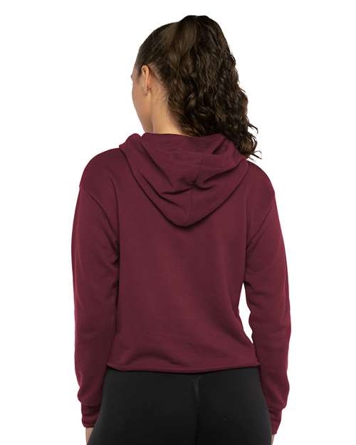 Maroon Women's Laguna Sueded Raw Edge Crop Hoodie - 9384