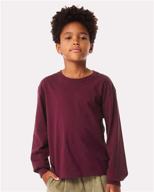 Maroon Youth 6oz. Heavyweight Long Sleeve Tee - 3511Y