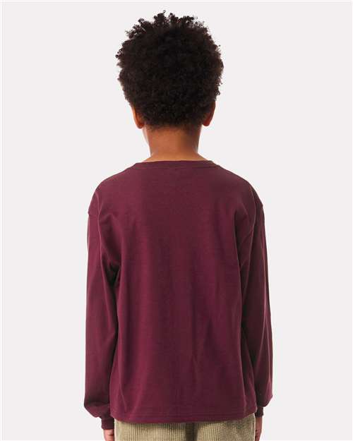 Maroon Youth 6oz. Heavyweight Long Sleeve Tee - 3511Y
