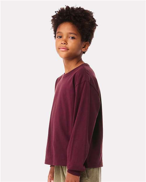 Maroon Youth 6oz. Heavyweight Long Sleeve Tee - 3511Y