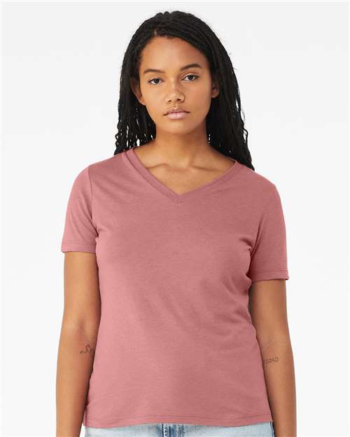 Mauve Triblend Women's Relaxed Triblend Short Sleeve V-Neck Tee - 6415