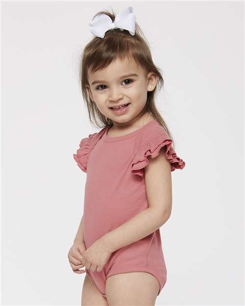 Mauvelous Infant Flutter Sleeve Baby Rib Bodysuit - 4439