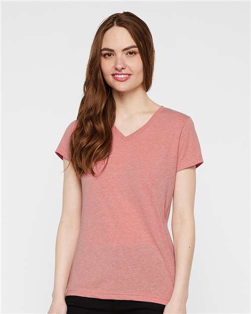 Mauvelous Melange Women's Harborside Mélange V-Neck Tee - 3591