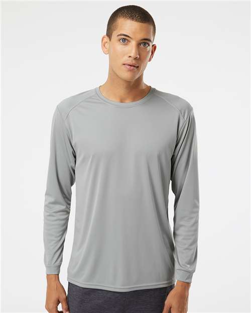 Medium Grey Long Islander Performance Long Sleeve T-Shirt - 210