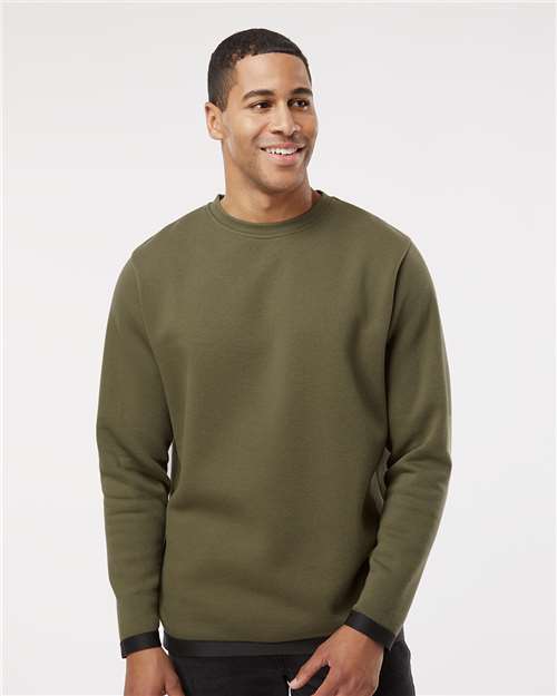 Military Green/ Black The Statement Fleece Crewneck Sweatshirt - 6789