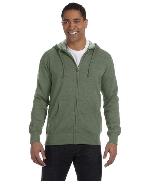 Military Green Heathered Full-Zip Hooded Sweatshirt - EC5680