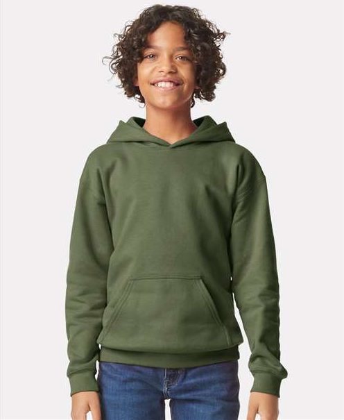 Military Green Softstyle® Youth Midweight Hooded Sweatshirt - SF500B