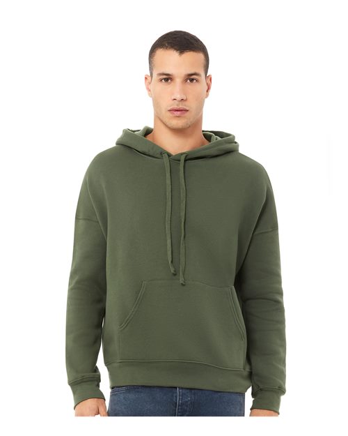 Military Green Sponge Fleece Drop Shoulder Hoodie - 3729