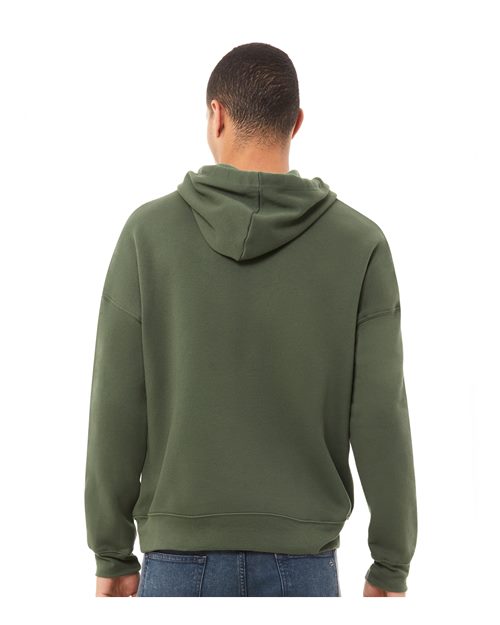 Military Green Sponge Fleece Drop Shoulder Hoodie - 3729