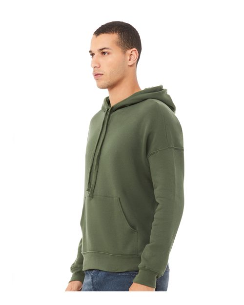Military Green Sponge Fleece Drop Shoulder Hoodie - 3729