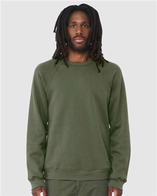 Military Green Sponge Fleece Raglan Crewneck Sweatshirt - 3901