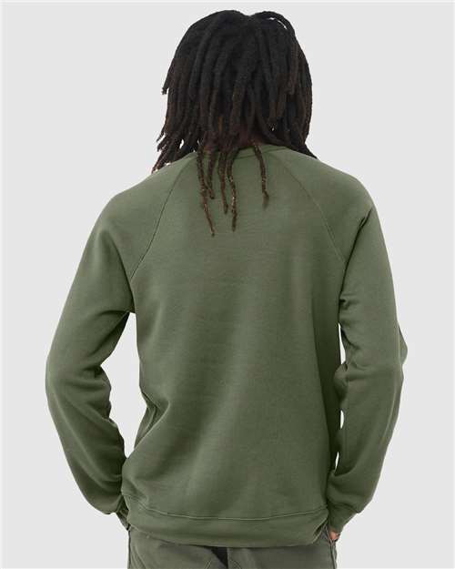 Military Green Sponge Fleece Raglan Crewneck Sweatshirt - 3901