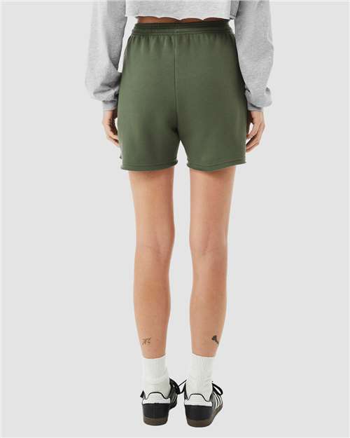 Military Green Women's Cutoff Fleece Shorts - 3787