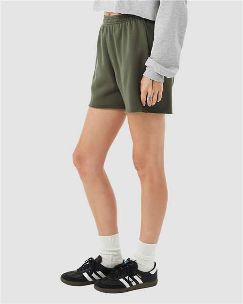 Military Green Women's Cutoff Fleece Shorts - 3787