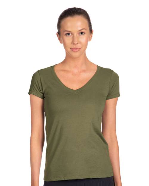 Military Green Women's Ideal V-Neck T-Shirt - 1540