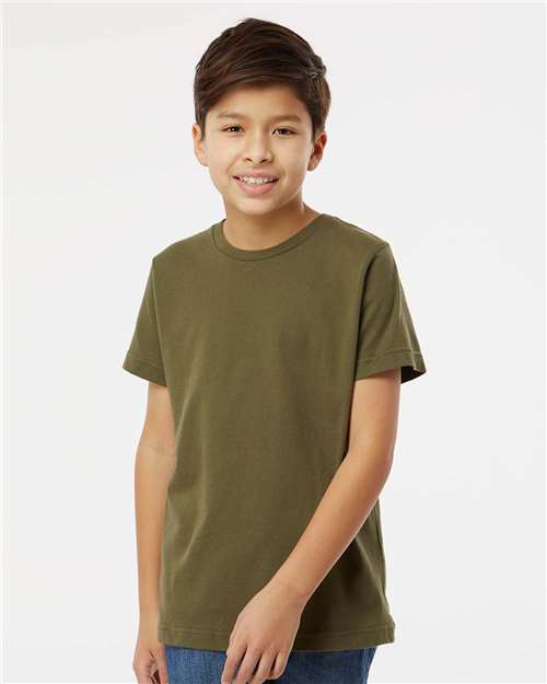 Military Green Youth Fine Jersey Tee - 6101