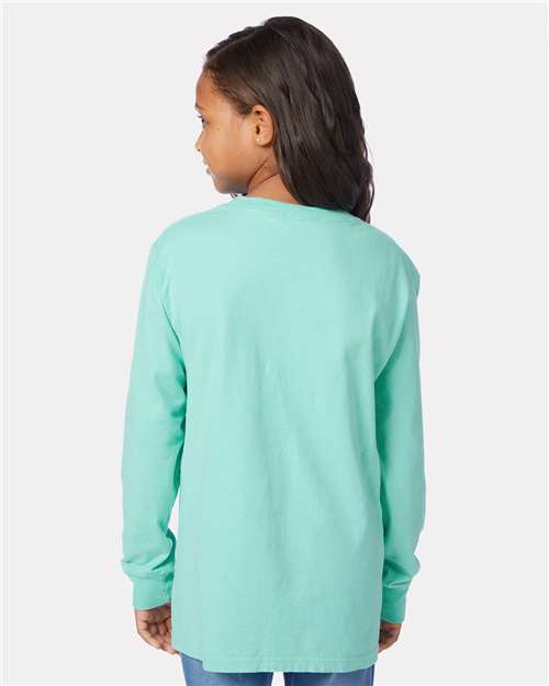 Mint Garment-Dyed Youth Long Sleeve T-Shirt - GDH275